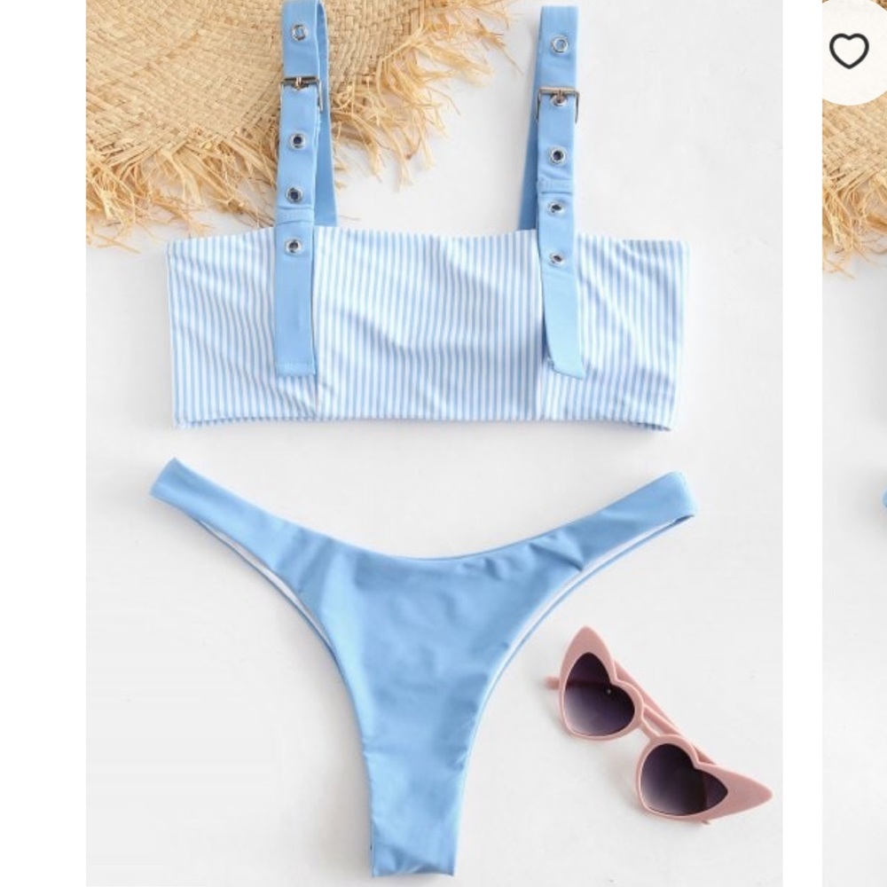Blue buckle bikini set